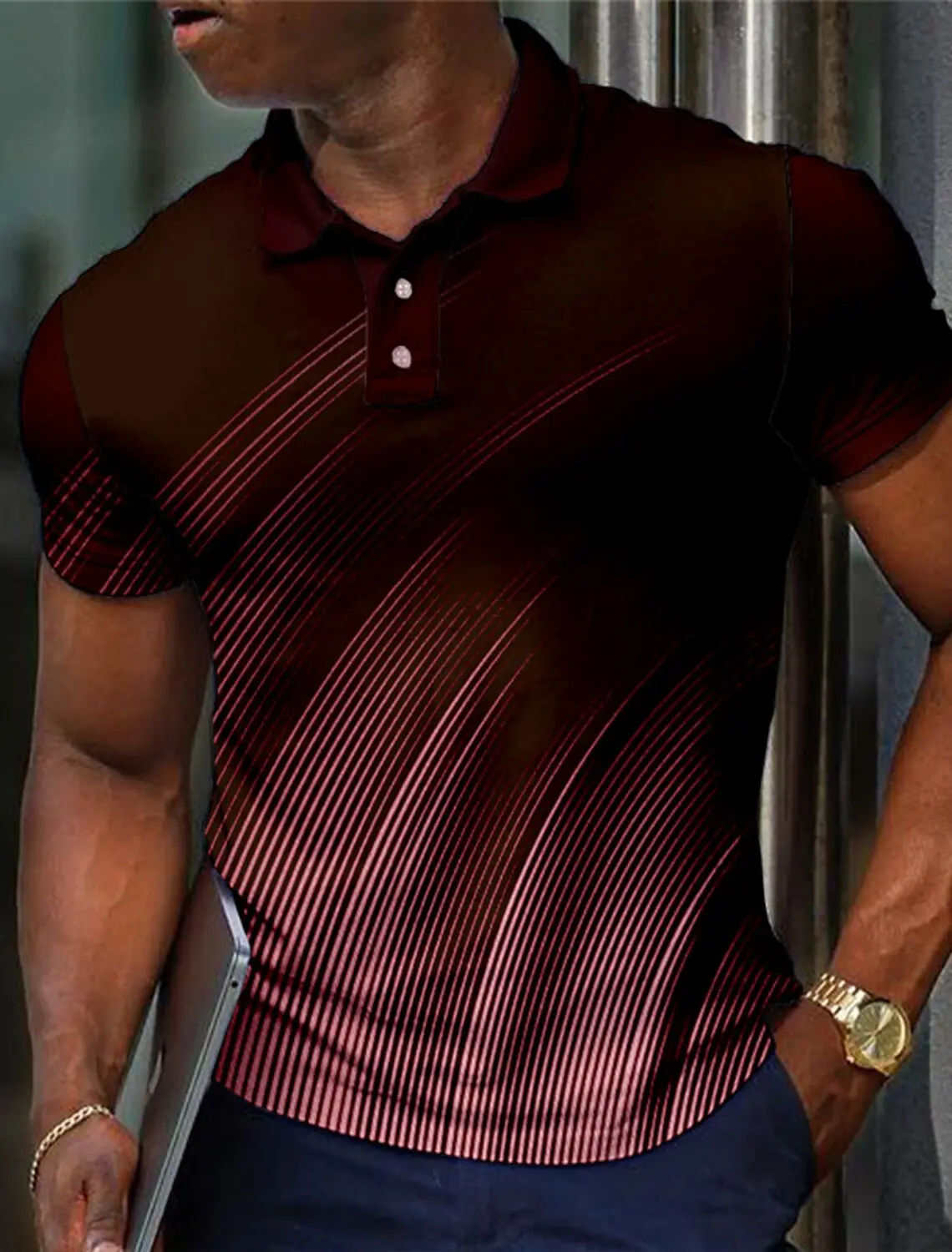 Men's Striped Polo Shirts Golf Shirt Short Sleeve Polo Shirts Collared Shirts Business Casual WorkWear Formal Wear Festival Wear