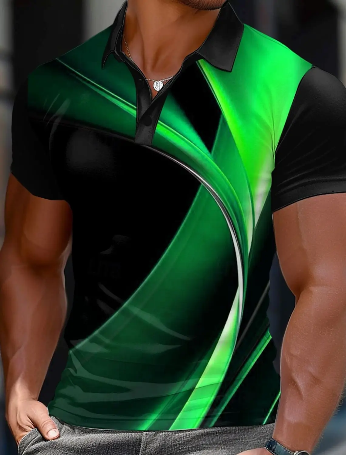 2025 Men's Geometric Golf Shirt Short Sleeved Polo Shirts Collared Shirts Business Casual Vacation Wear Formal 3D Print Tops