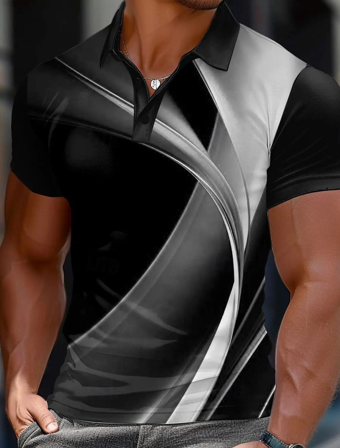 2025 Men's Geometric Golf Shirt Short Sleeved Polo Shirts Collared Shirts Business Casual Vacation Wear Formal 3D Print Tops