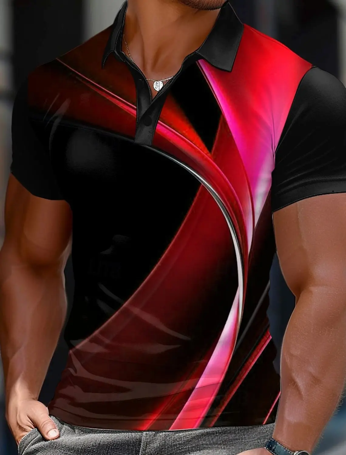 2025 Men's Geometric Golf Shirt Short Sleeved Polo Shirts Collared Shirts Business Casual Vacation Wear Formal 3D Print Tops