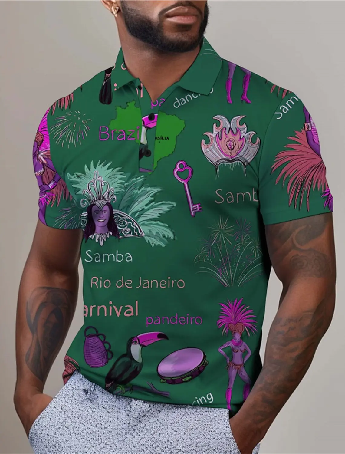 Letter Men's Abstract Print 3D Golf Polo Streetwear Mardi Gras Polyester Short Sleeve Turndown Polo Shirt Mesh Fabric Lapel Polo