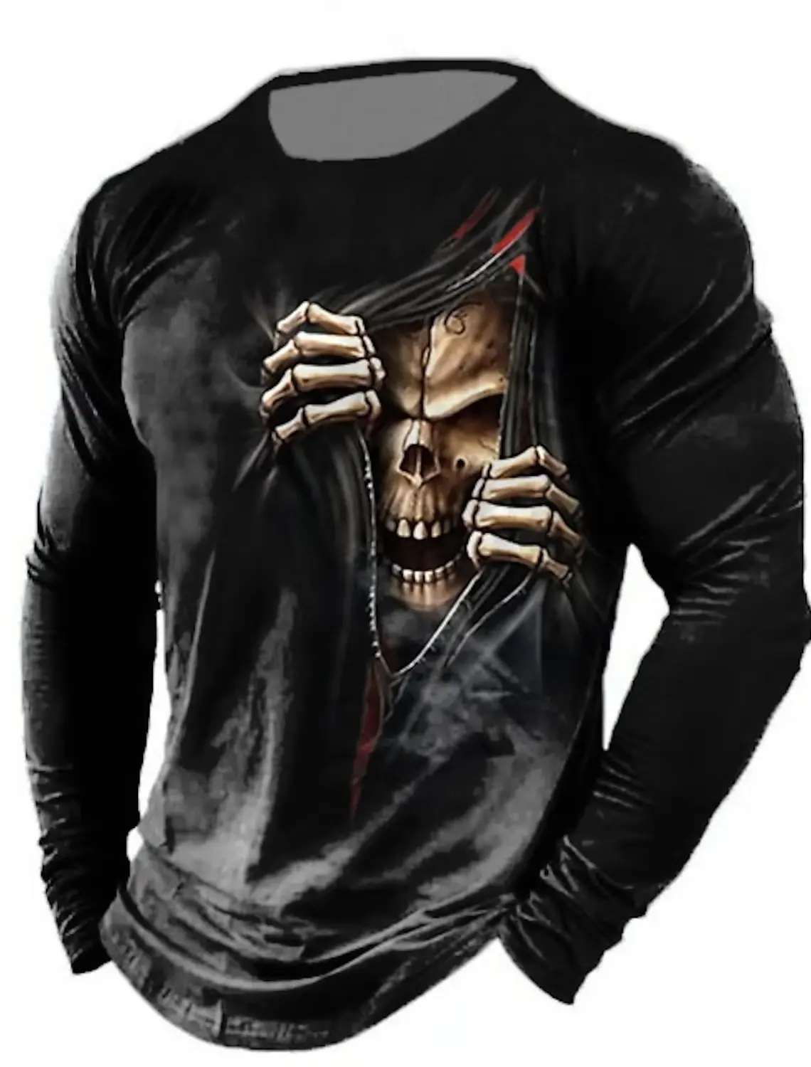 Men's Tshirt Tee Distressed Graphic Prints American Flag National Flag Crew Neck Outdoor Street Long Sleeve Print Clothing