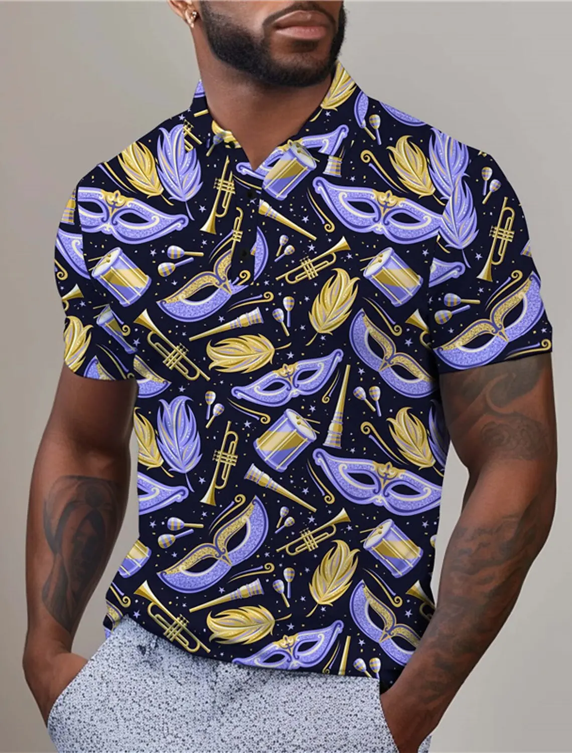 Letter Men's Abstract Print 3D Golf Polo Streetwear Mardi Gras Polyester Short Sleeve Turndown Polo Shirt Mesh Fabric Lapel Polo