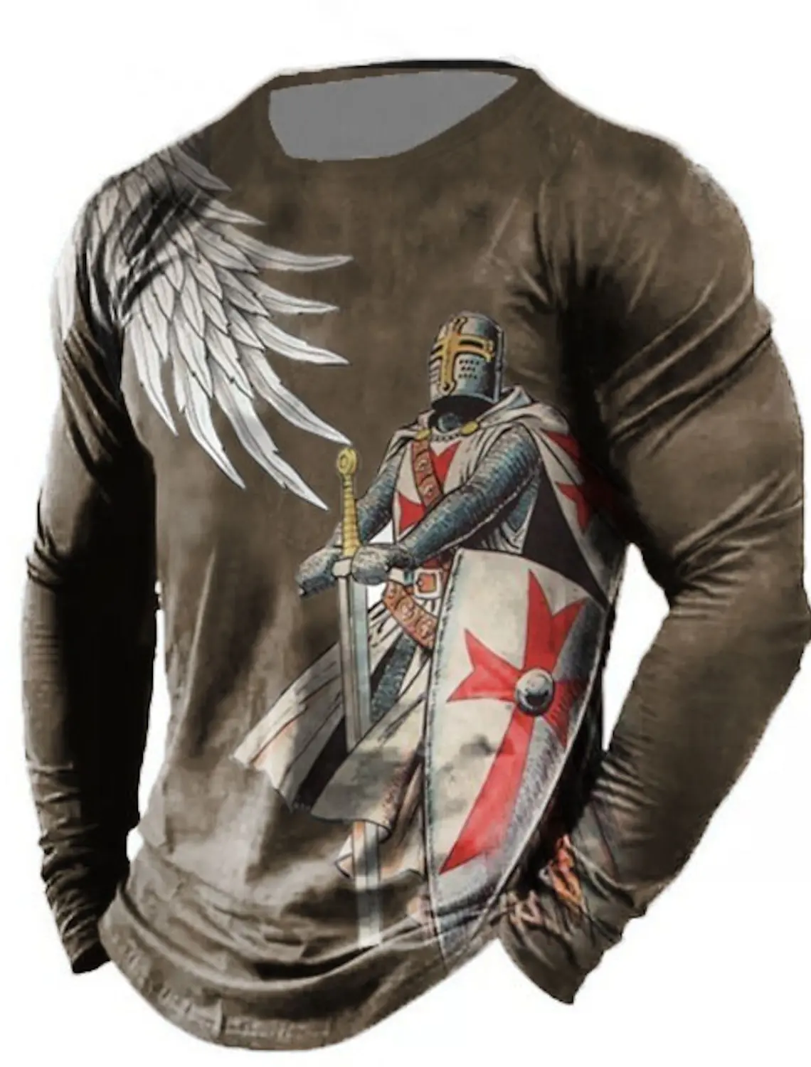 Men's Tshirt Tee Distressed Graphic Prints American Flag National Flag Crew Neck Outdoor Street Long Sleeve Print Clothing