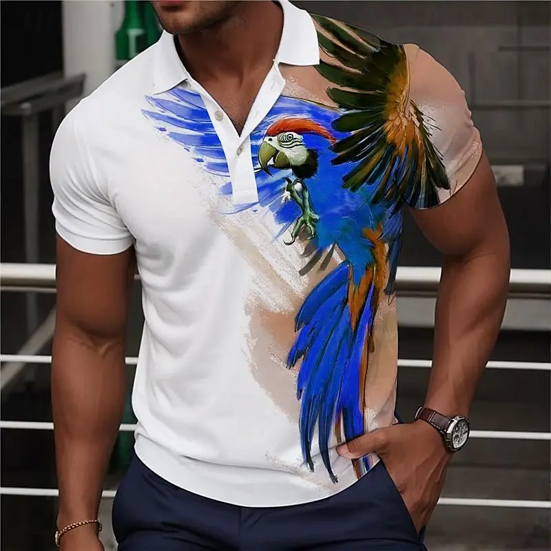 New Retro Eagle Men's Polo Shirt 3d Print Short Sleeve Golf Sweatshirt Fashion Casual Man Clothes Oversized Polo T-Shirt For Men