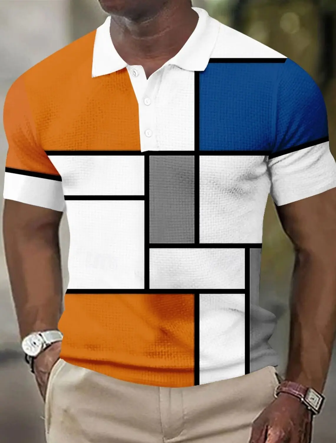 Men's Color Block Polo Shirts Golf Shirts Short Sleeve Polo Shirts Collared Shirts Vintage Casual Vacation Wear Party Shirts