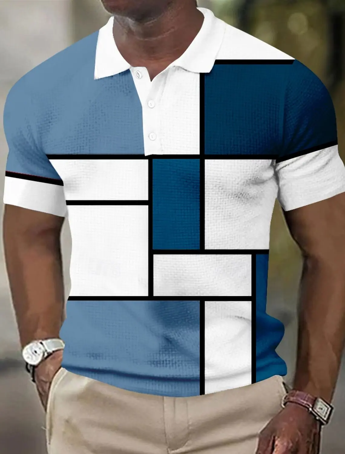 Men's Color Block Polo Shirts Golf Shirts Short Sleeve Polo Shirts Collared Shirts Vintage Casual Vacation Wear Party Shirts