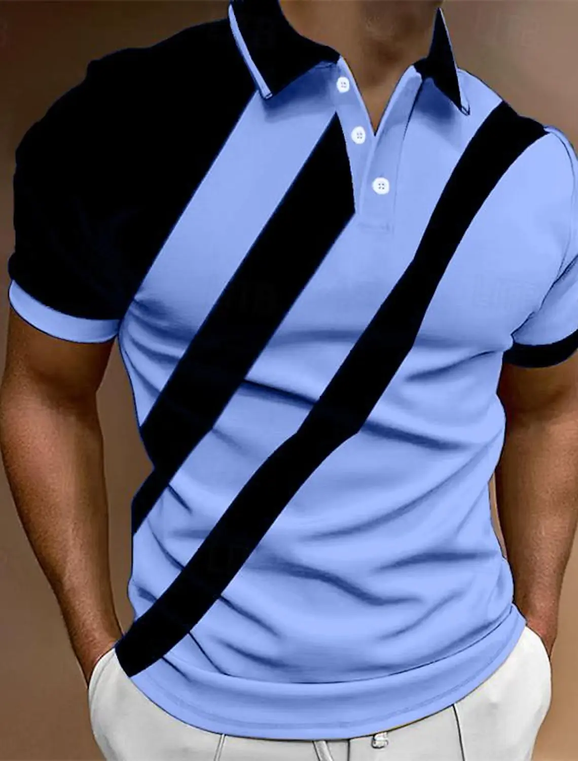 Summer Men's Golf Shirt Golf Polo Work Casual Lapel Short Sleeve Basic Color Block Button Spring & Summer Regular Fit Golf Shirt