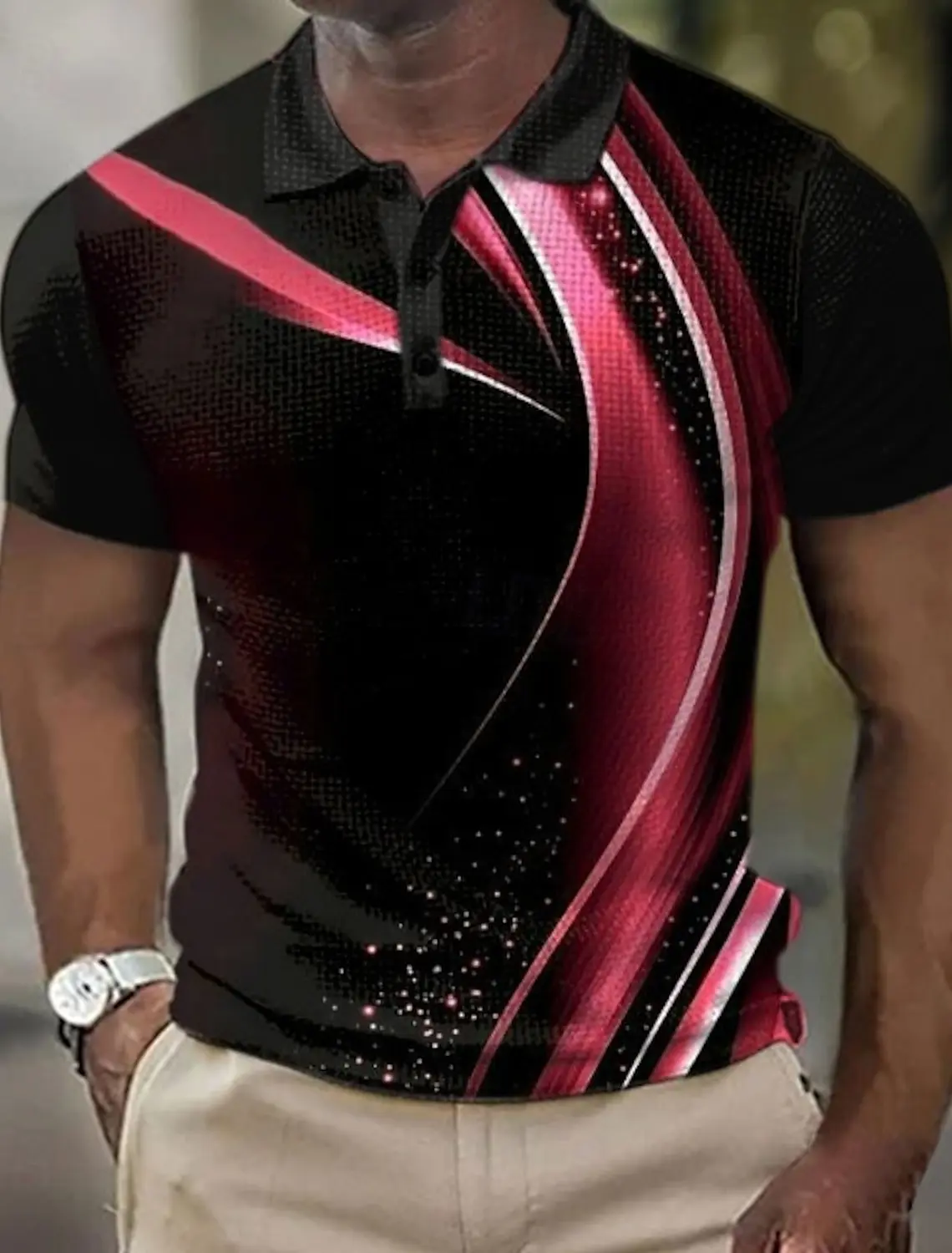 3D Printed 2025 Fashion Men's Geometic Line Polo Short Sleeve Polo Shirts Collared Shirts Casual Outdoor Business Daily Wear