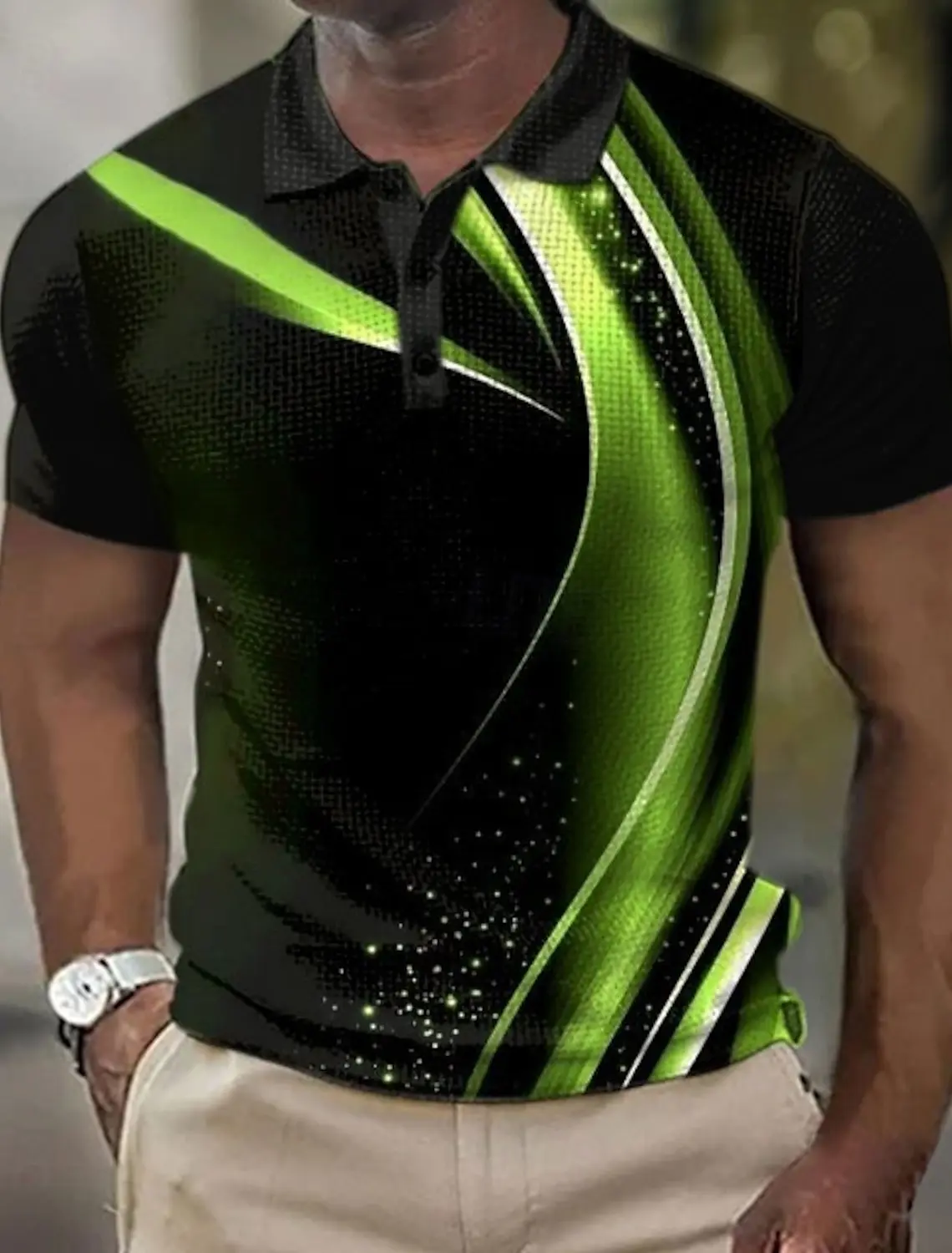 3D Printed 2025 Fashion Men's Geometic Line Polo Short Sleeve Polo Shirts Collared Shirts Casual Outdoor Business Daily Wear