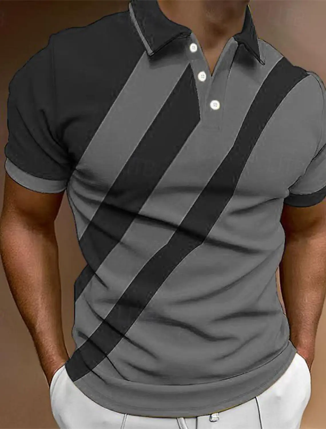 Summer Men's Golf Shirt Golf Polo Work Casual Lapel Short Sleeve Basic Color Block Button Spring & Summer Regular Fit Golf Shirt