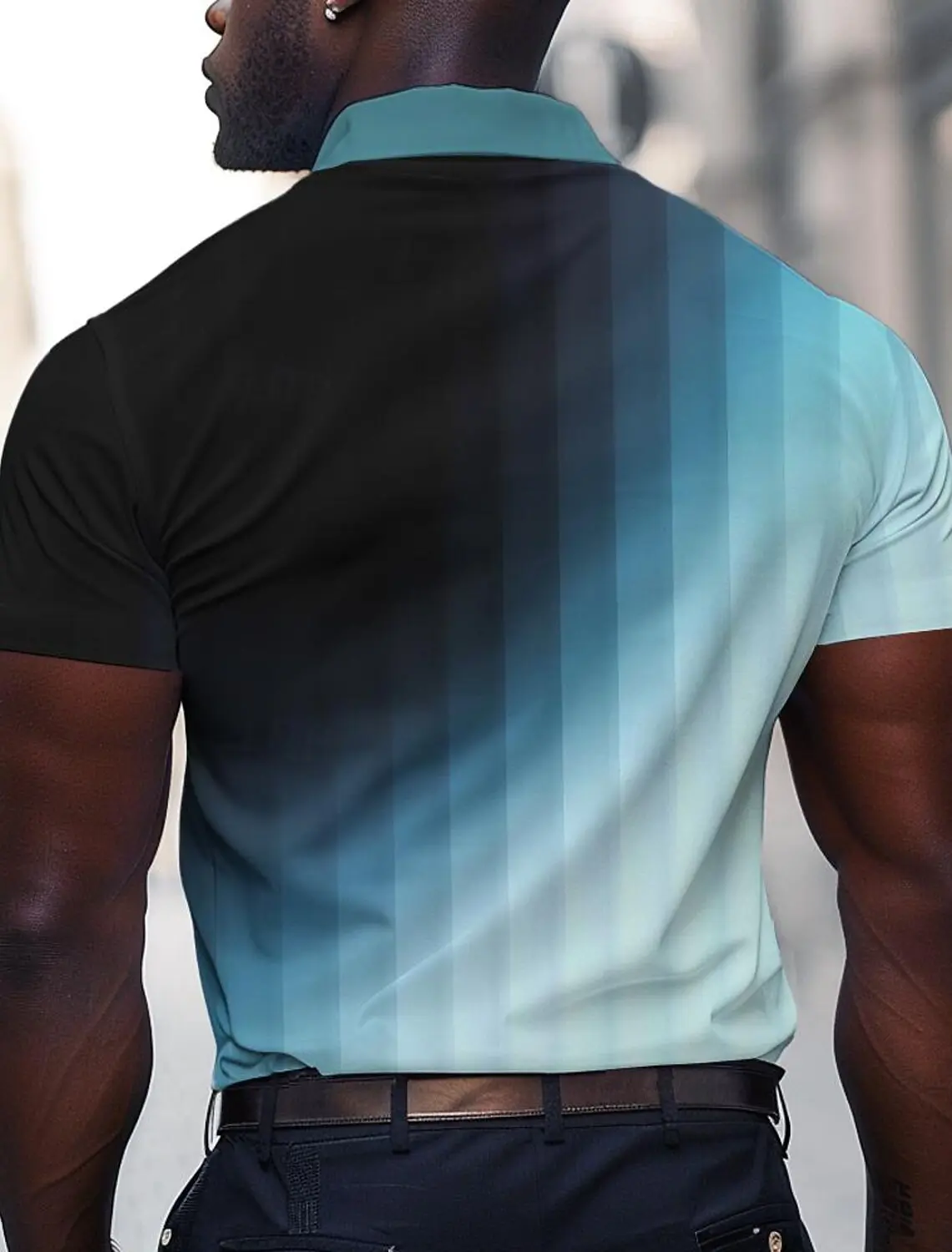 Men's Geometic Gradient Polo Shirts Golf Shirts Short Sleeved Polo Shirts Collared Shirt Casual Vacation Wear Party Shirt