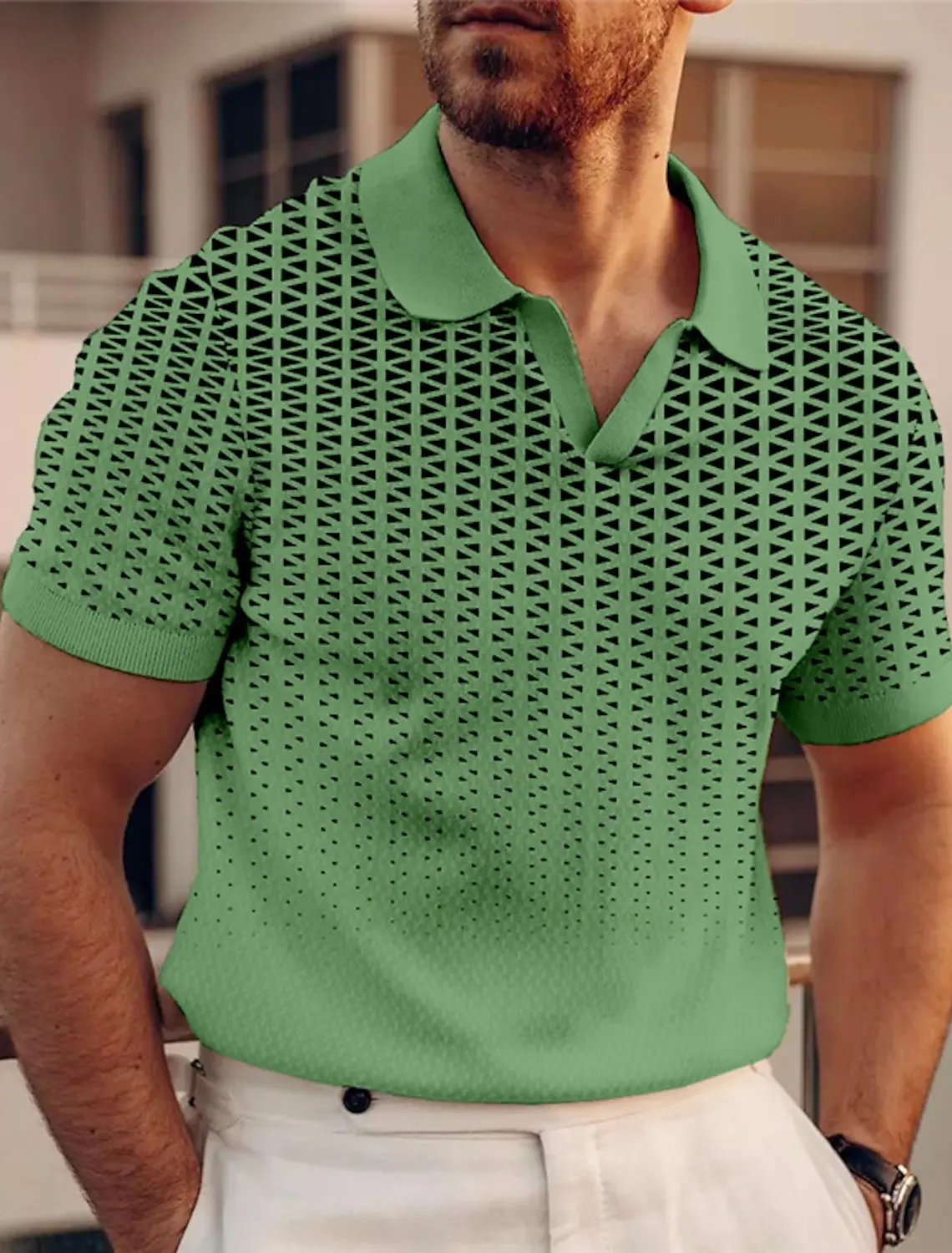 2025 Men's Geometric Golf Shirt Short Sleeved Polo Shirts Collared Shirts Business Casual Vacation Wear Formal 3D Prints Tops
