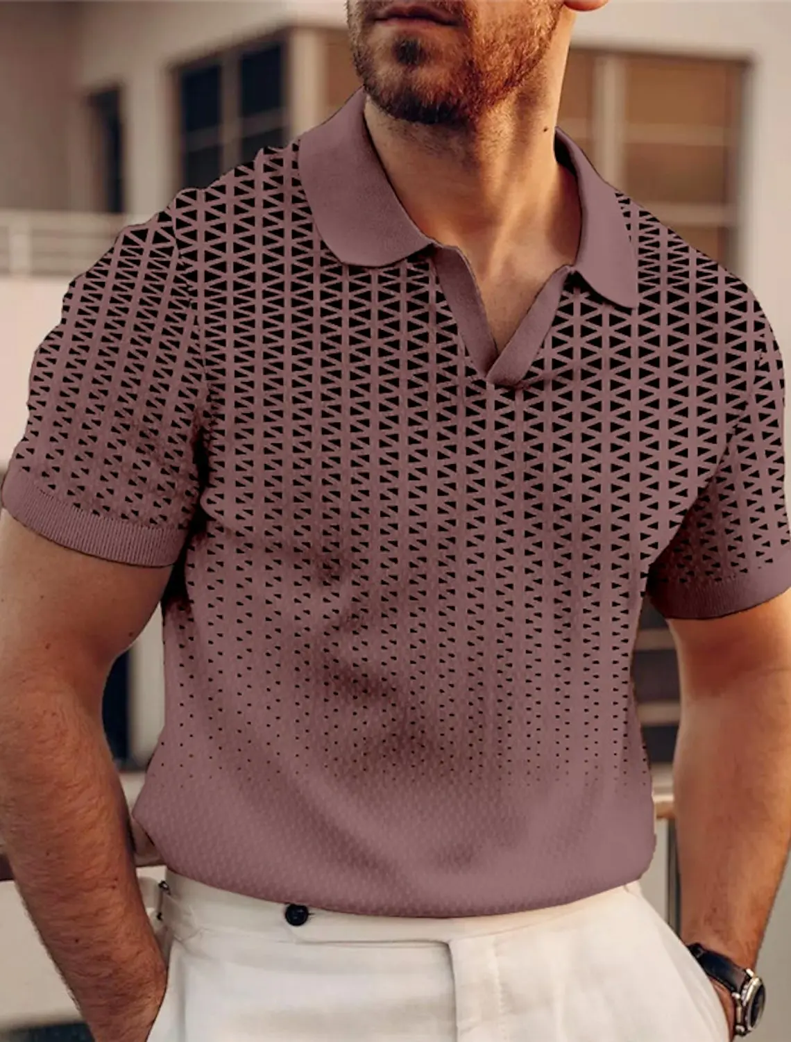 2025 Men's Geometric Golf Shirt Short Sleeved Polo Shirts Collared Shirts Business Casual Vacation Wear Formal 3D Prints Tops