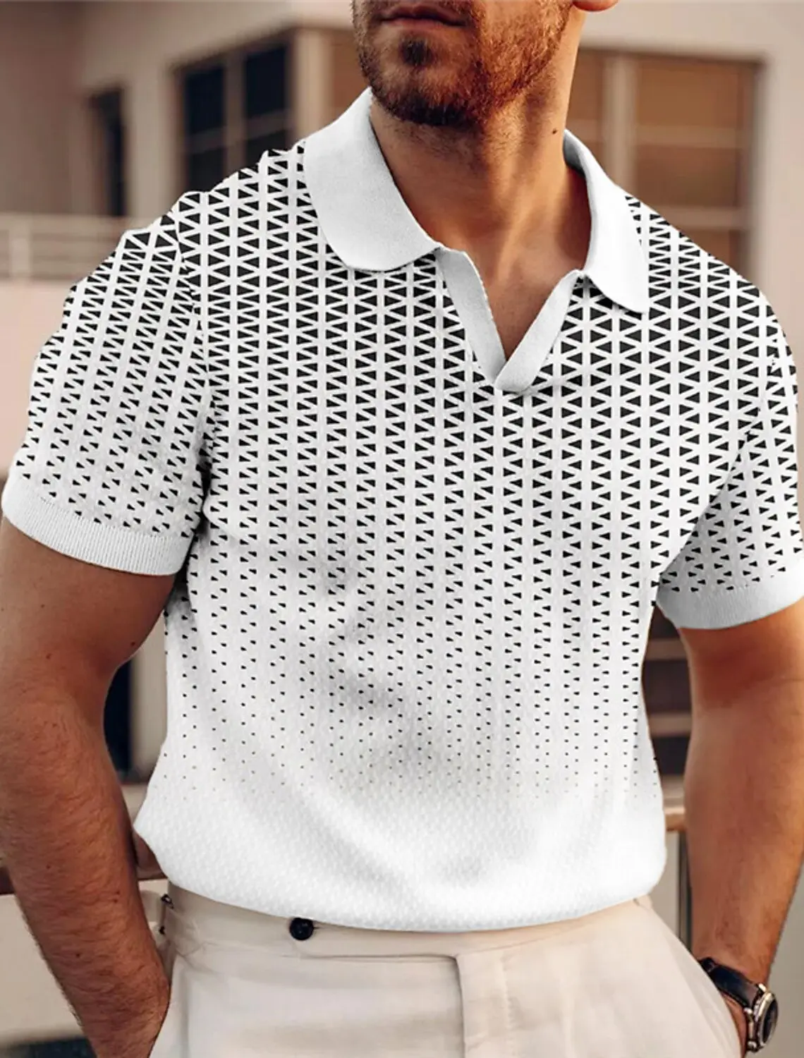 2025 Men's Geometric Golf Shirt Short Sleeved Polo Shirts Collared Shirts Business Casual Vacation Wear Formal 3D Prints Tops