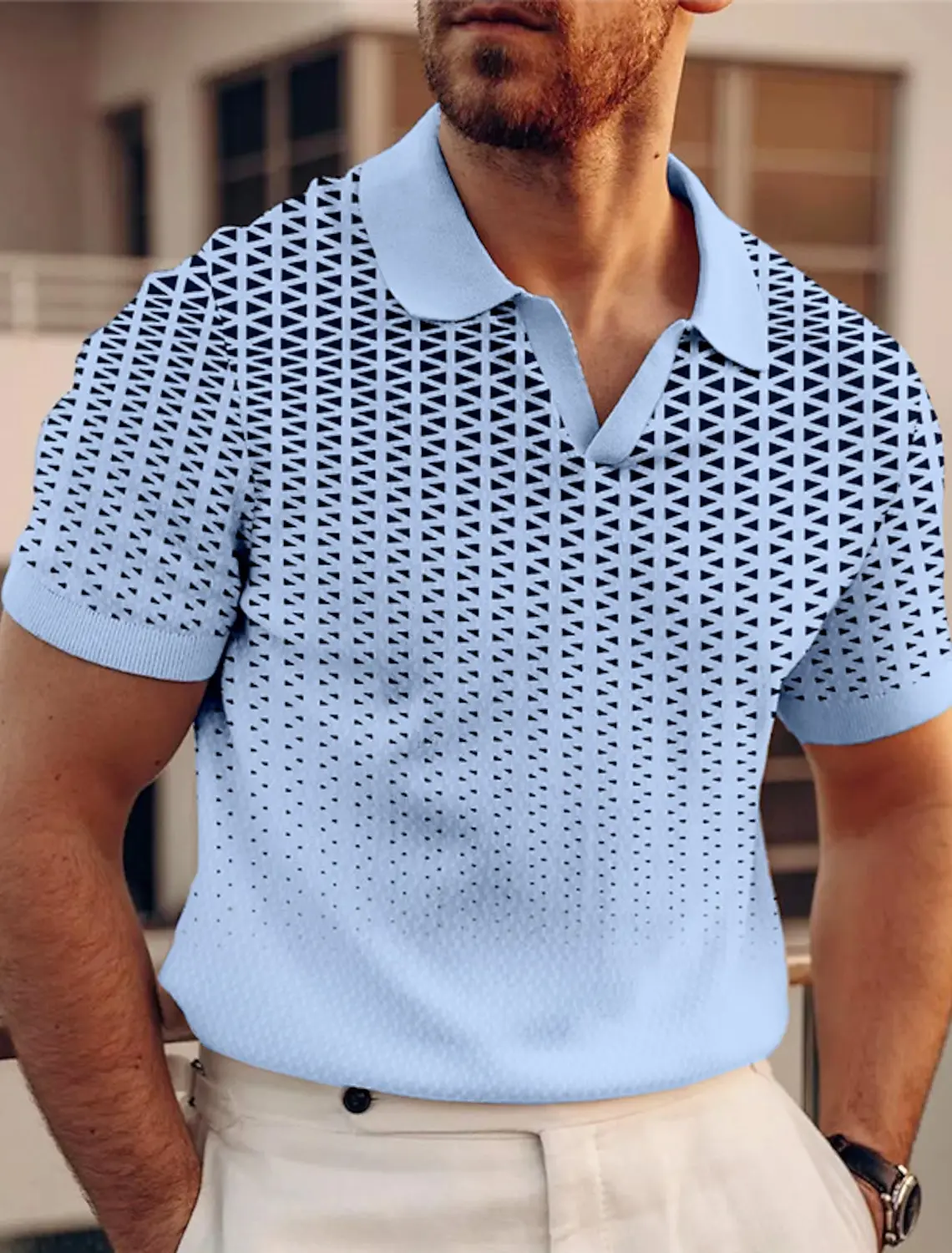 2025 Men's Geometric Golf Shirt Short Sleeved Polo Shirts Collared Shirts Business Casual Vacation Wear Formal 3D Prints Tops