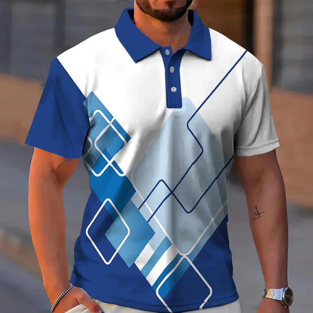 Casual Men's Polo Shirts 3d Print Short Sleeve T-Shirt For Men Simple Fashion Man Clothing Oversized Golf Sports Shirt Top 2024