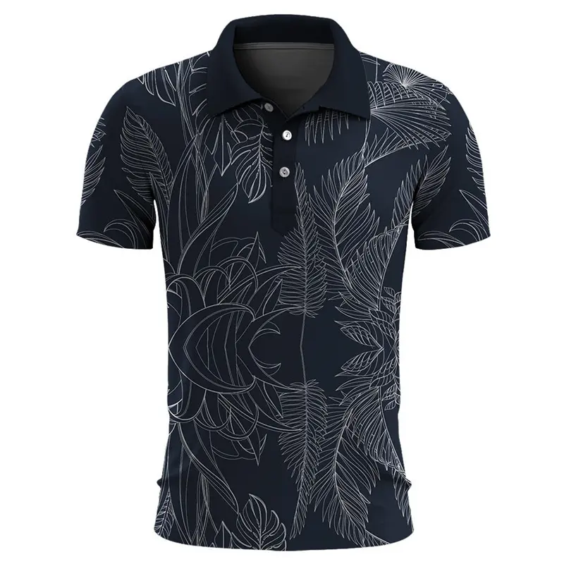 Hawaiian Plants Polo Shirt For Men Summer 3D Print Leaves Flower Short Sleeve Golf Polo Shirts Oversized Street Tops T Shirt