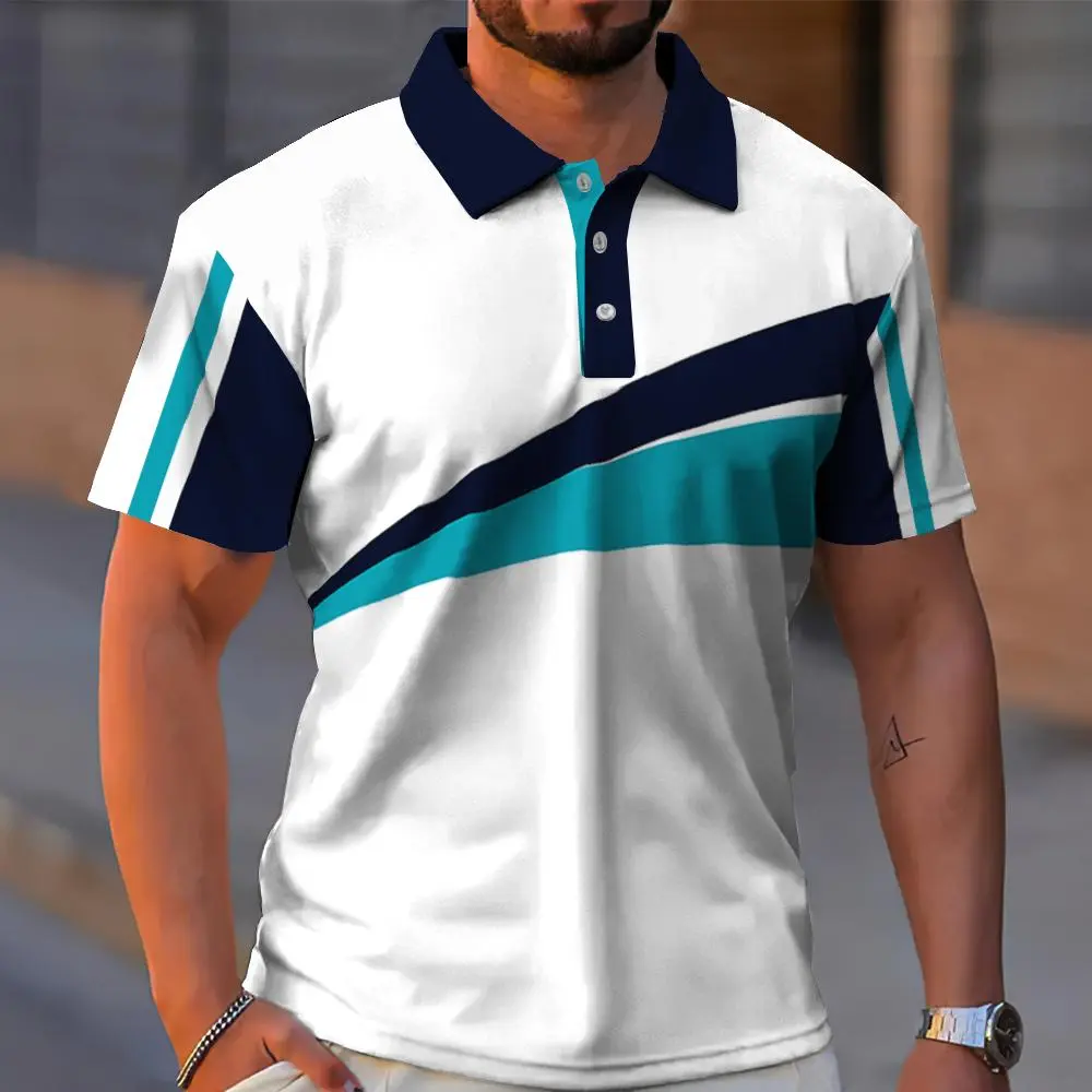 Casual Men's Polo Shirts 3d Print Short Sleeve T-Shirt For Men Simple Fashion Man Clothing Oversized Golf Sports Shirt Top 2024