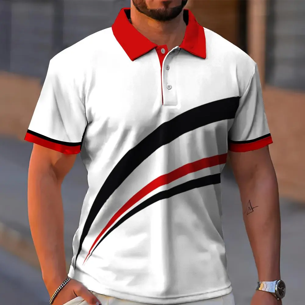 Casual Men's Polo Shirts 3d Print Short Sleeve T-Shirt For Men Simple Fashion Man Clothing Oversized Golf Sports Shirt Top 2024