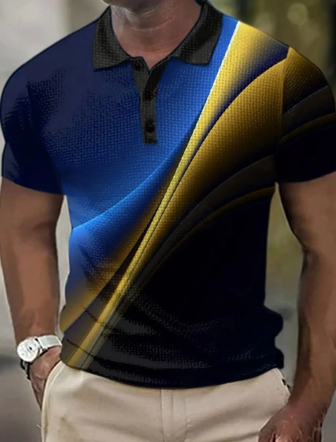 3D Printed 2025 Fashion Men's Geometic Line Polo Short Sleeve Polo Shirt Collared Shirts Casual Outdoor Business Daily Wear Tops