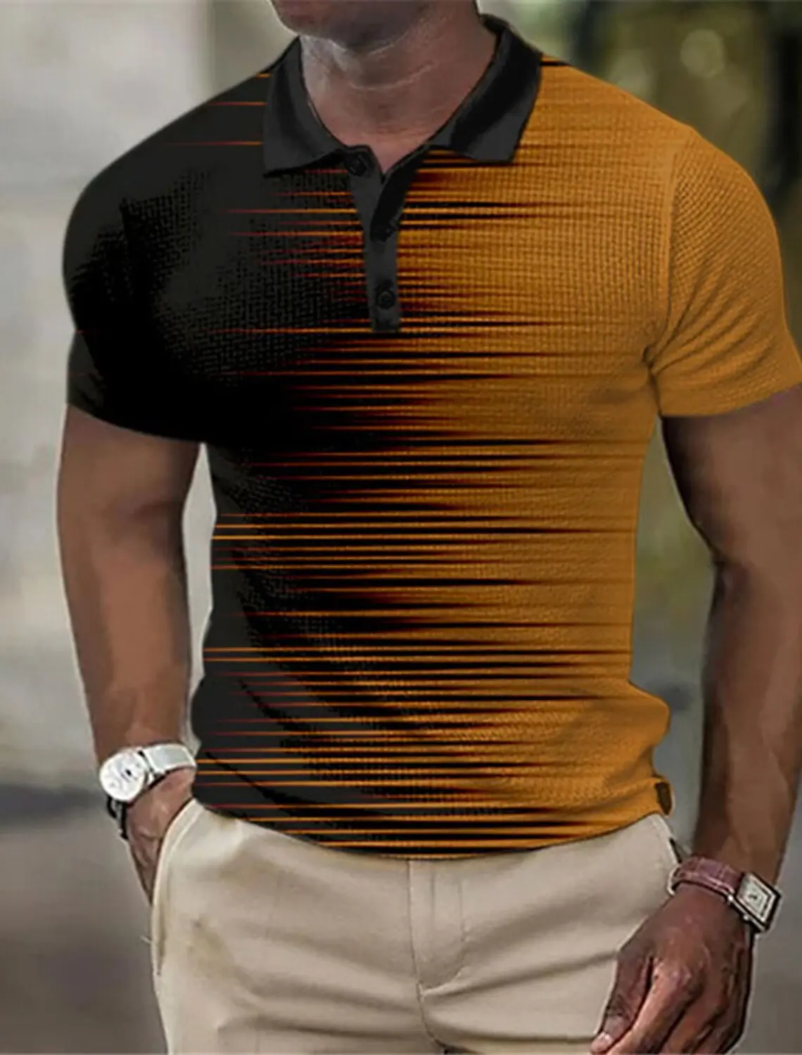 Men's Striped  Polo Shirts Golf Shirt Short Sleeve Polo Shirts Collared Shirts Business Casual Work Wear Formal Wear