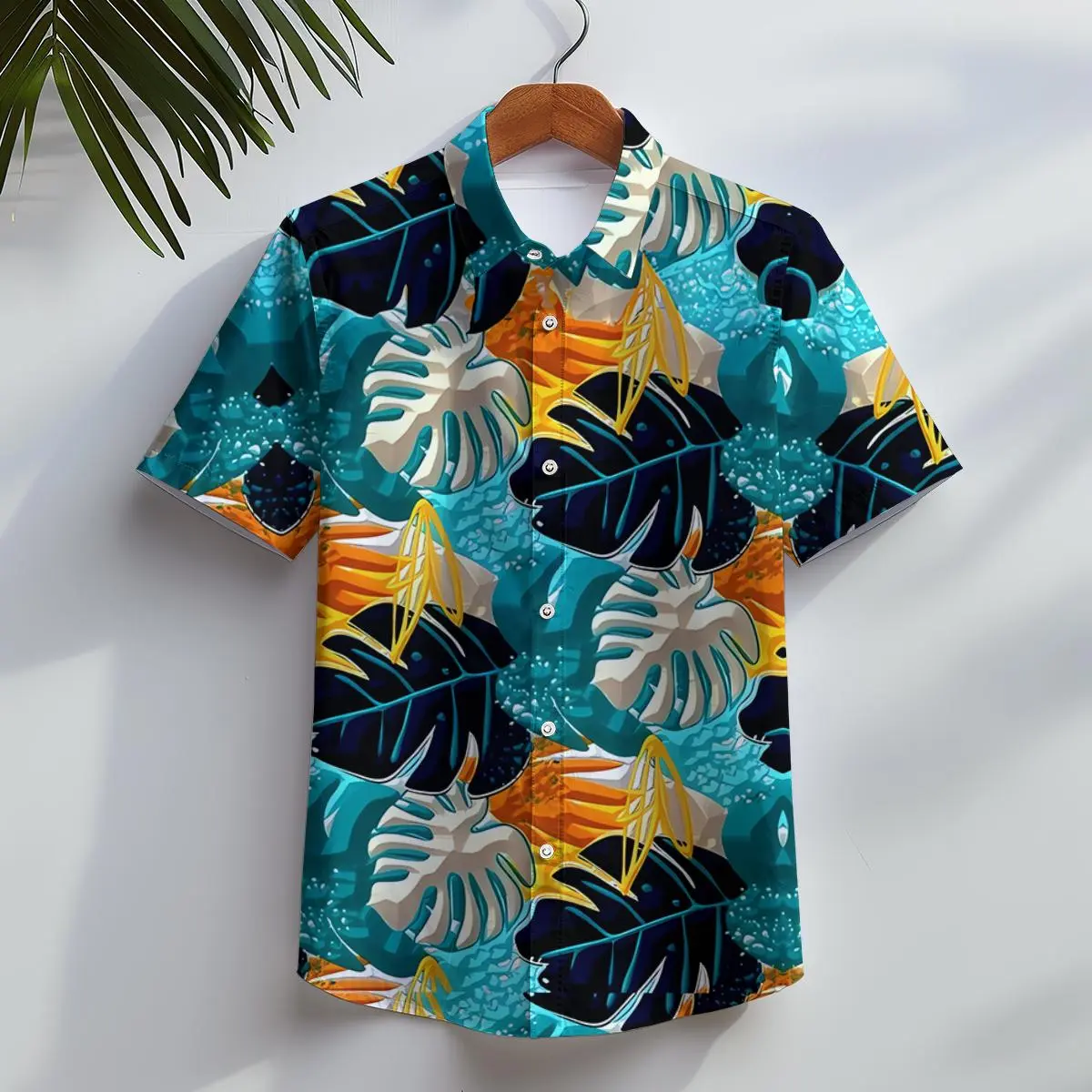 Men's Hawaiian Shirts 3D Print Leaf Graphics Fashion Button Short Sleeve Lapel Streetwear Hawaiian Plants shirts for men Summer