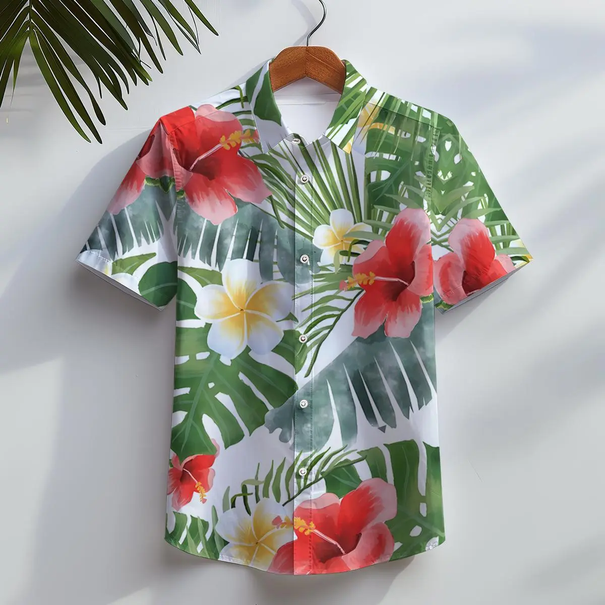 Men's Hawaiian Shirts 3D Print Leaf Graphics Fashion Button Short Sleeve Lapel Streetwear Hawaiian Plants shirts for men Summer