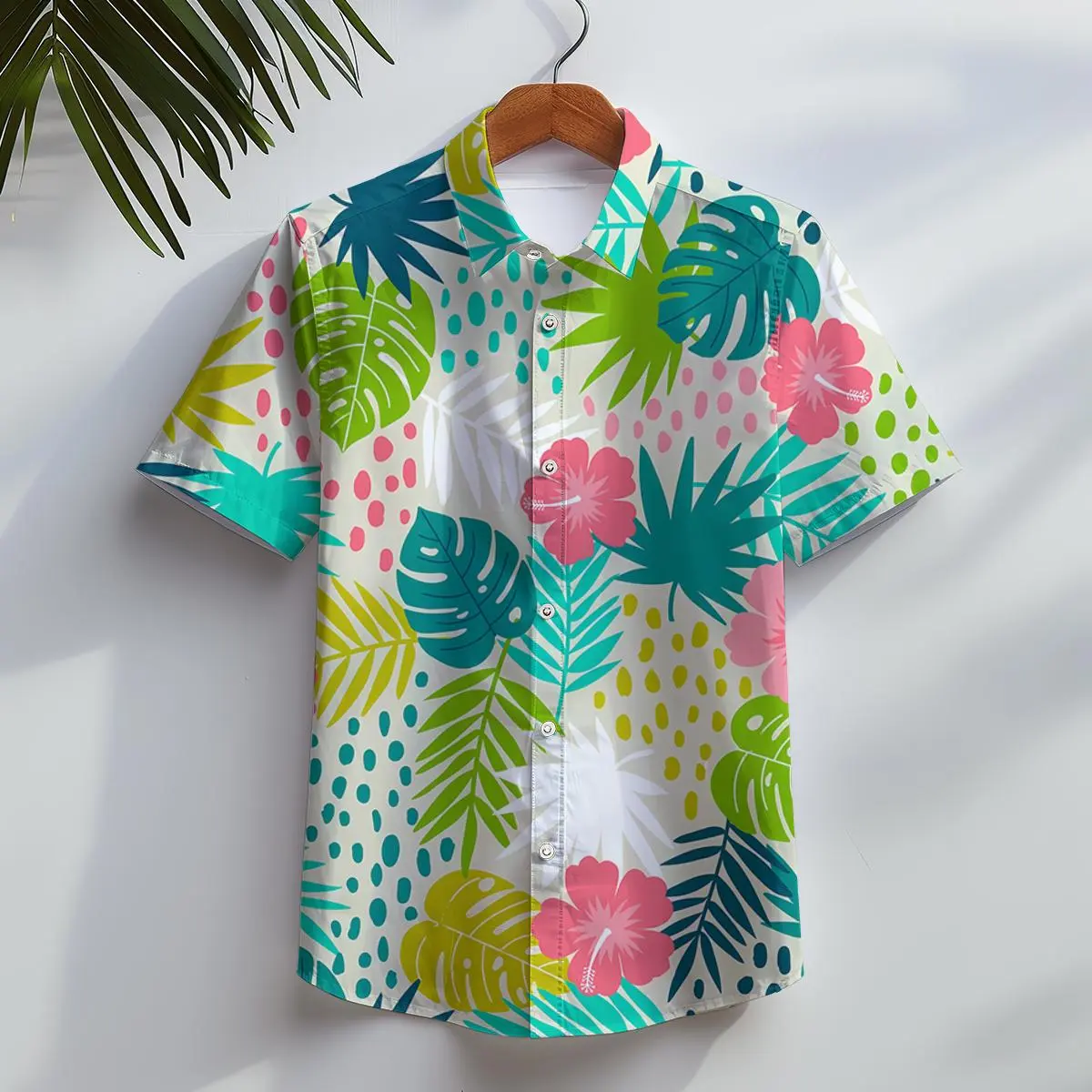 Men's Hawaiian Shirts 3D Print Leaf Graphics Fashion Button Short Sleeve Lapel Streetwear Hawaiian Plants shirts for men Summer