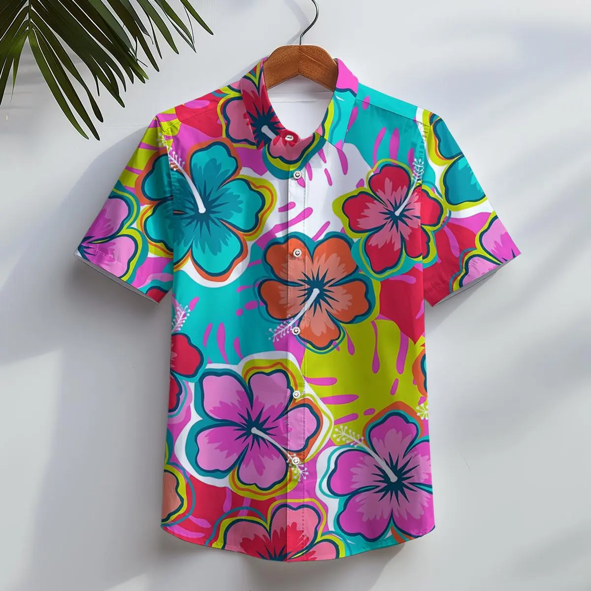 Men's Hawaiian Shirts 3D Print Leaf Graphics Fashion Button Short Sleeve Lapel Streetwear Hawaiian Plants shirts for men Summer