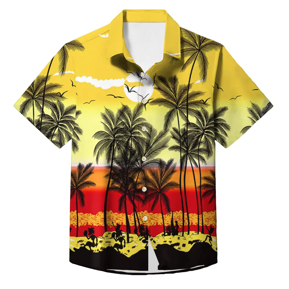 Fashion Men's Hawaiian Shirts 3D Print Coconut Palm Graphics Button Short Sleeve Lapel Streetwear Hawaiian shirts for men Summer