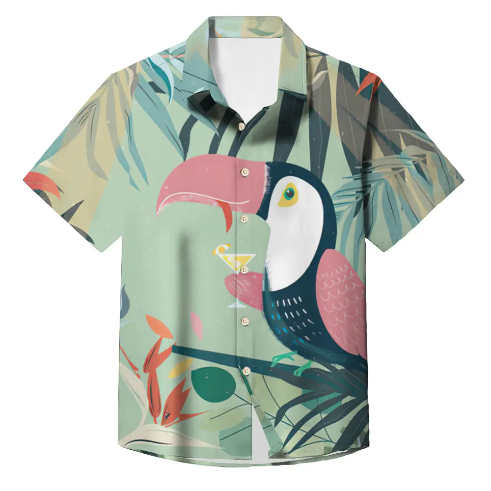 Fashion Men's Hawaiian Shirts 3D Print Coconut Palm Graphics Button Short Sleeve Lapel Streetwear Hawaiian shirts for men Summer