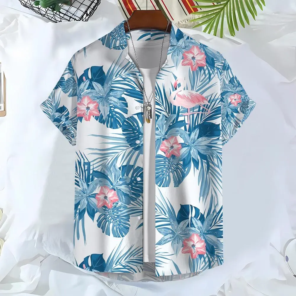 Men's Hawaiian Shirts 3D Print Plants Graphics Fashion Button Short Sleeve Lapel Streetwear Hawaiian Blouse Shirt for men Summer