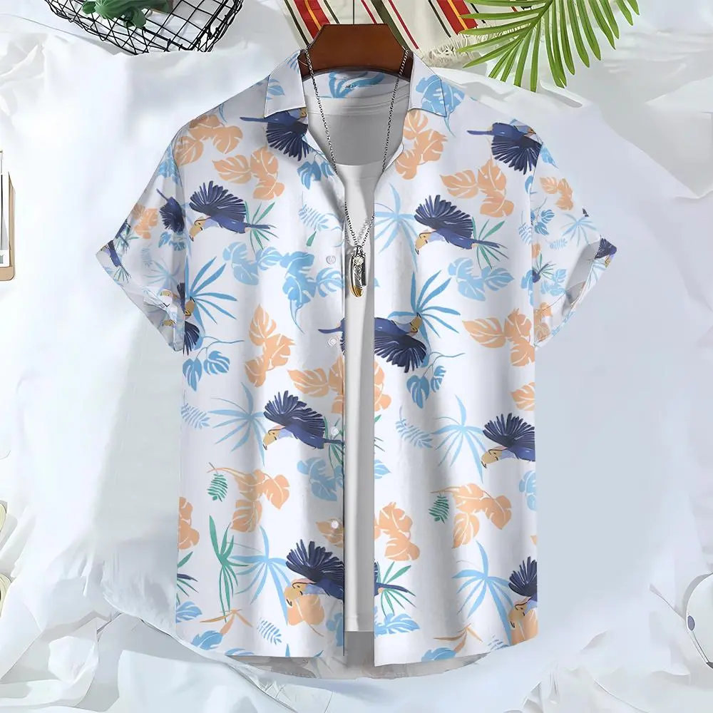 Men's Hawaiian Shirts 3D Print Plants Graphics Fashion Button Short Sleeve Lapel Streetwear Hawaiian Blouse Shirt for men Summer