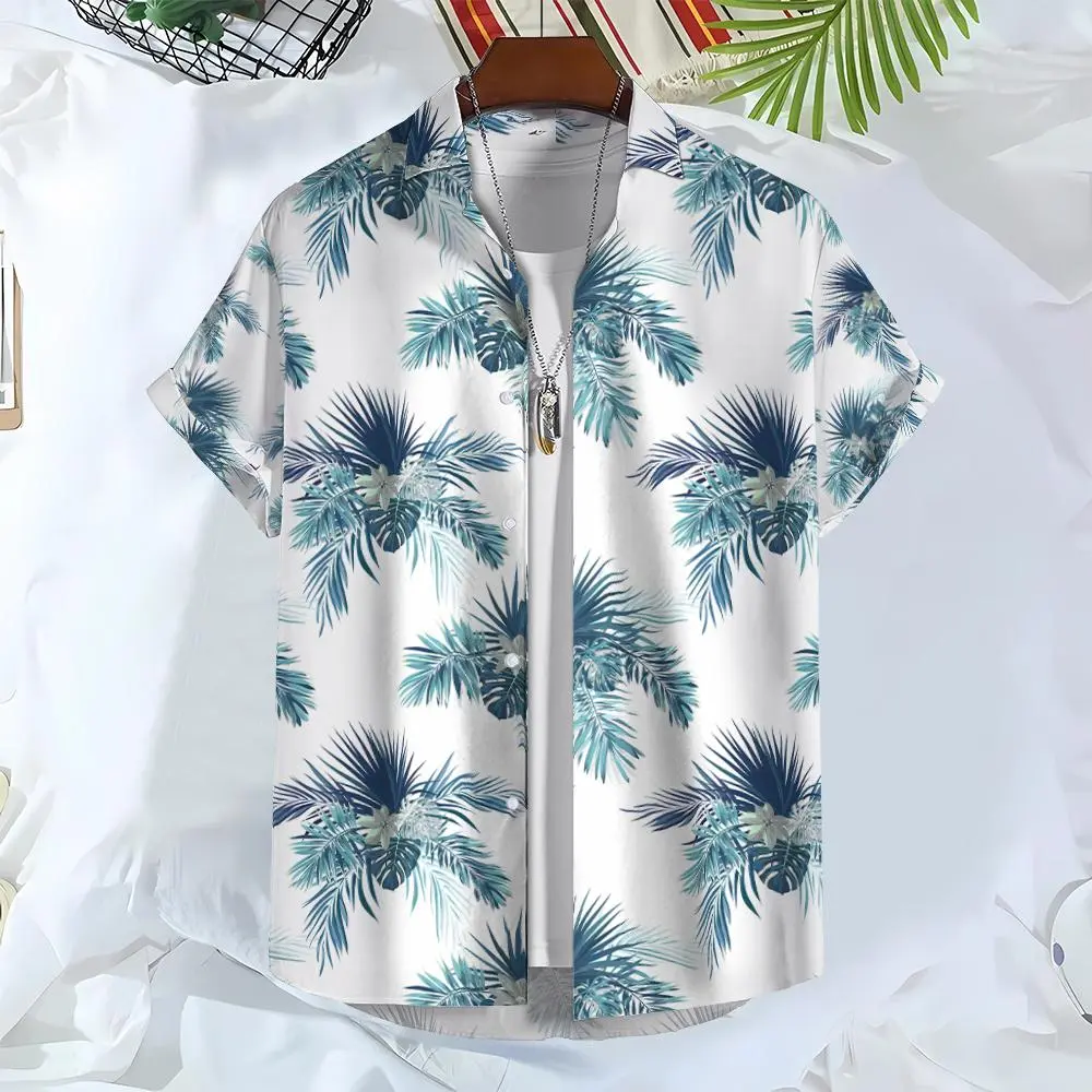 Men's Hawaiian Shirts 3D Print Plants Graphics Fashion Button Short Sleeve Lapel Streetwear Hawaiian Blouse Shirt for men Summer