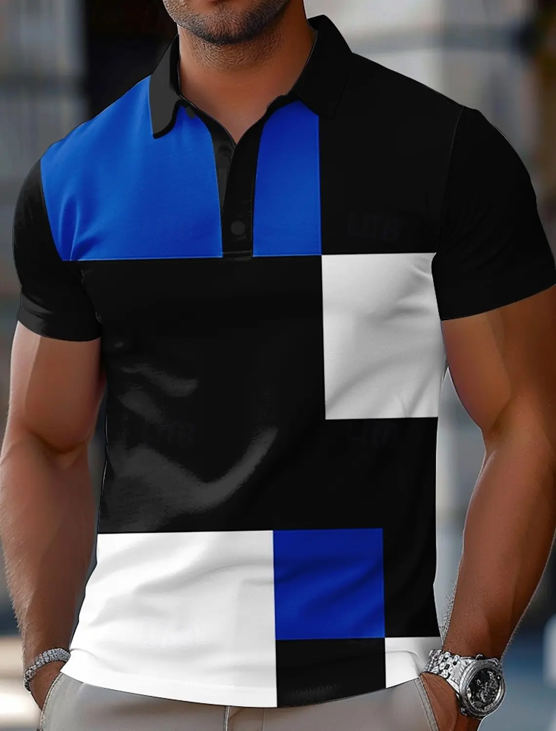 Men's Color Block Polo Short Sleeve Polo Shirts Collared Shirts Casual School Outdoor Sports Daily Wear 3D Print Yellow Red Blue