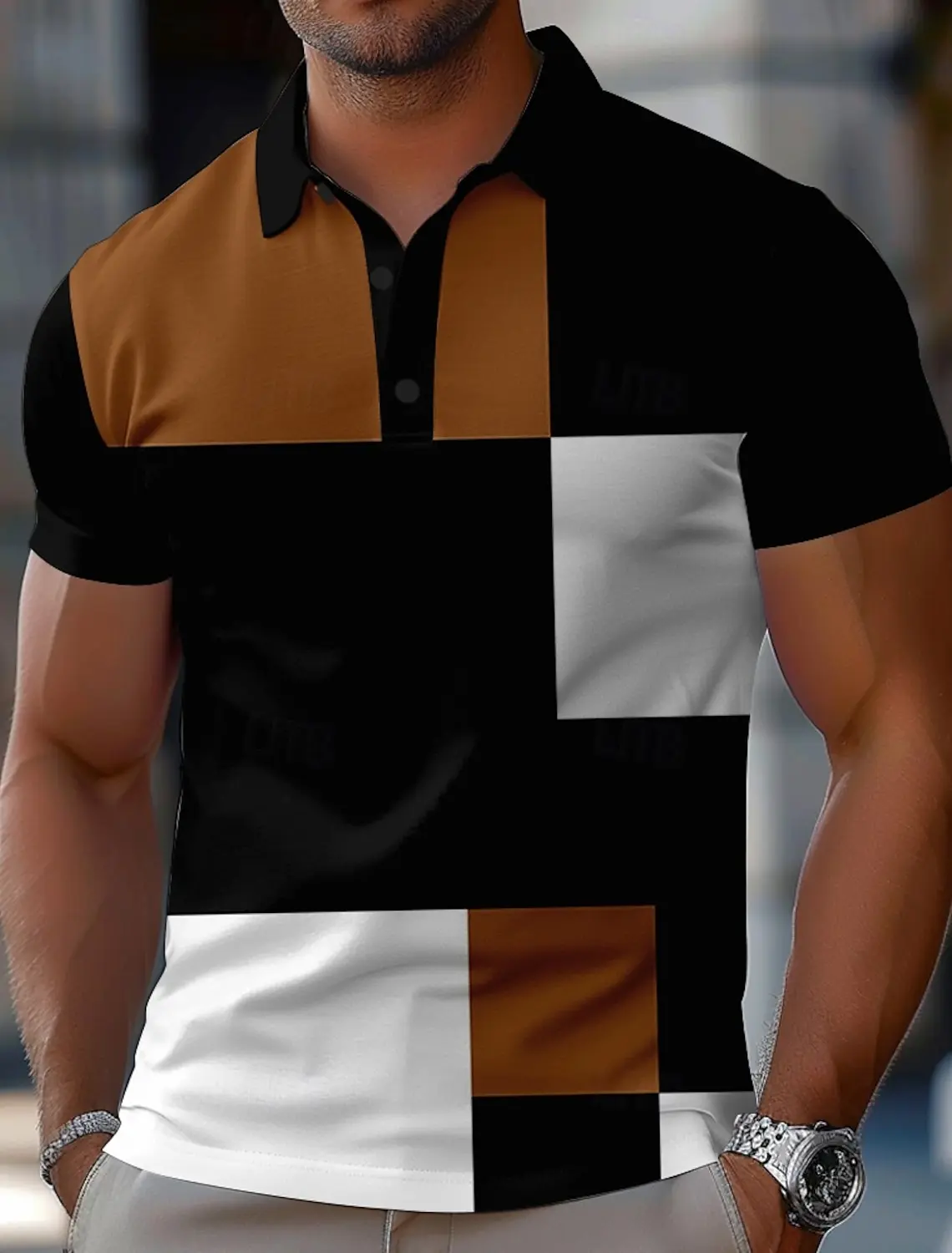 Men's Color Block Polo Short Sleeve Polo Shirts Collared Shirts Casual School Outdoor Sports Daily Wear 3D Print Yellow Red Blue