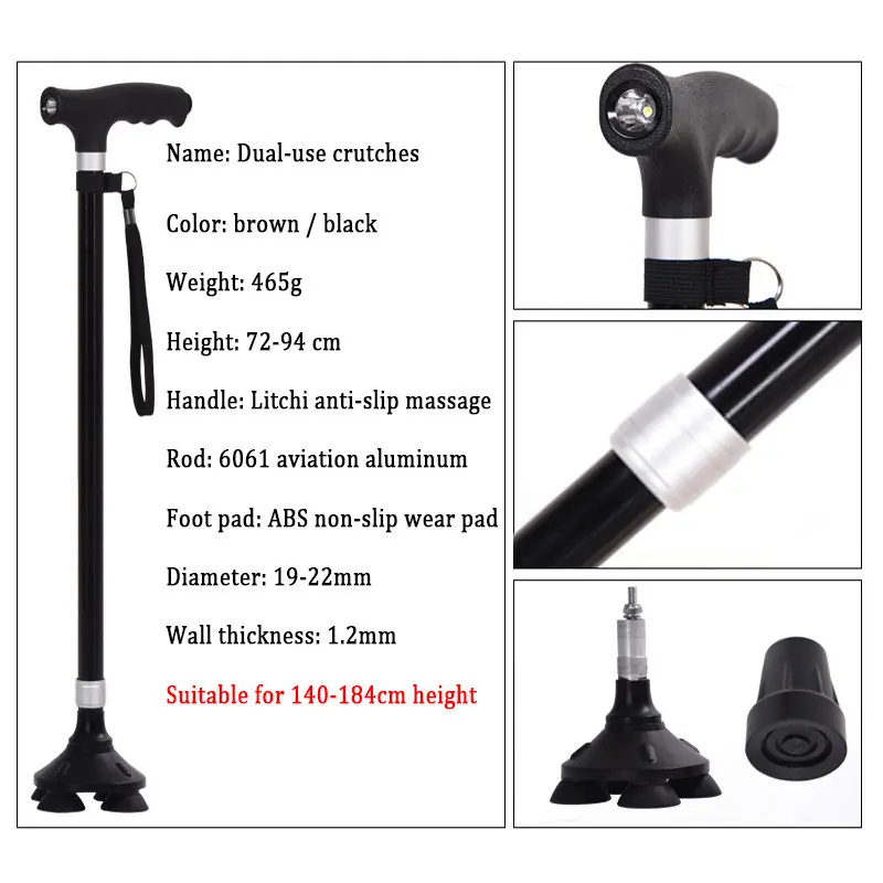 New Old Man Walking Stick Telescopic Canes T Handle Baston Elder Stable Crutch No Slip Pole Folding Hiking Elderly Walk