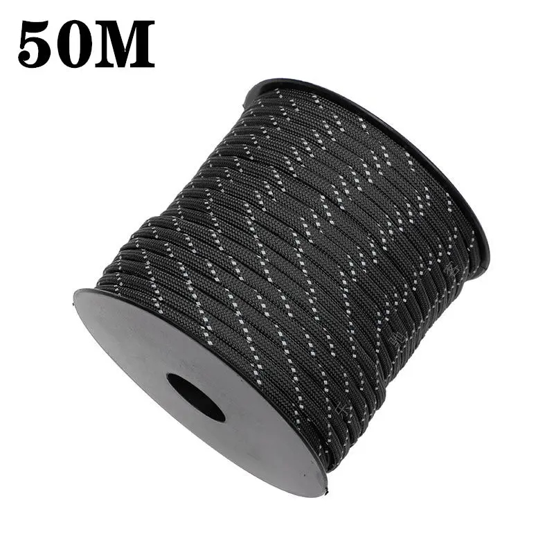 Reflective Tent Rope 550 Paracord Cord 7 Strands 4mm Camping Survival Accesorios Warning Parachute Line Hiking Canopy Lanyard