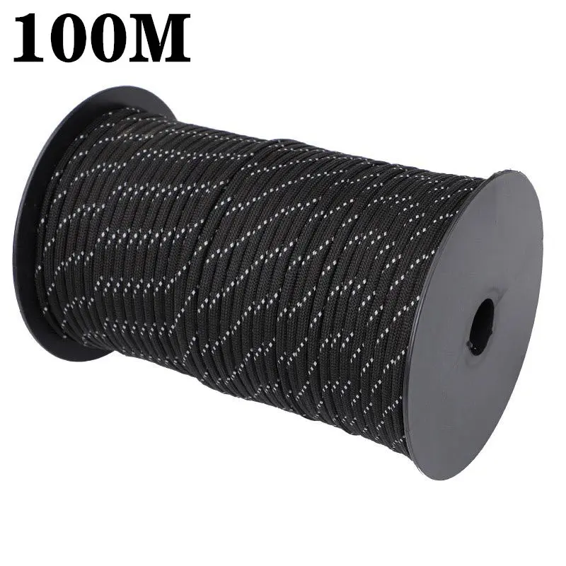 Reflective Tent Rope 550 Paracord Cord 7 Strands 4mm Camping Survival Accesorios Warning Parachute Line Hiking Canopy Lanyard