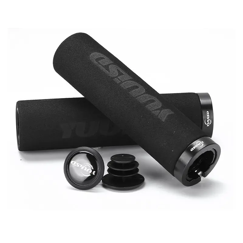 Bicycle Grips MTB Sponge Handlebar Grips Aluminum Locking Ring Shock-Absorbing Soft Bike Grips Ultraight Cycling Handlebar Parts