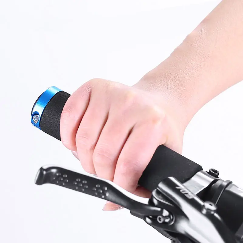 Bicycle Grips MTB Sponge Handlebar Grips Aluminum Locking Ring Shock-Absorbing Soft Bike Grips Ultraight Cycling Handlebar Parts