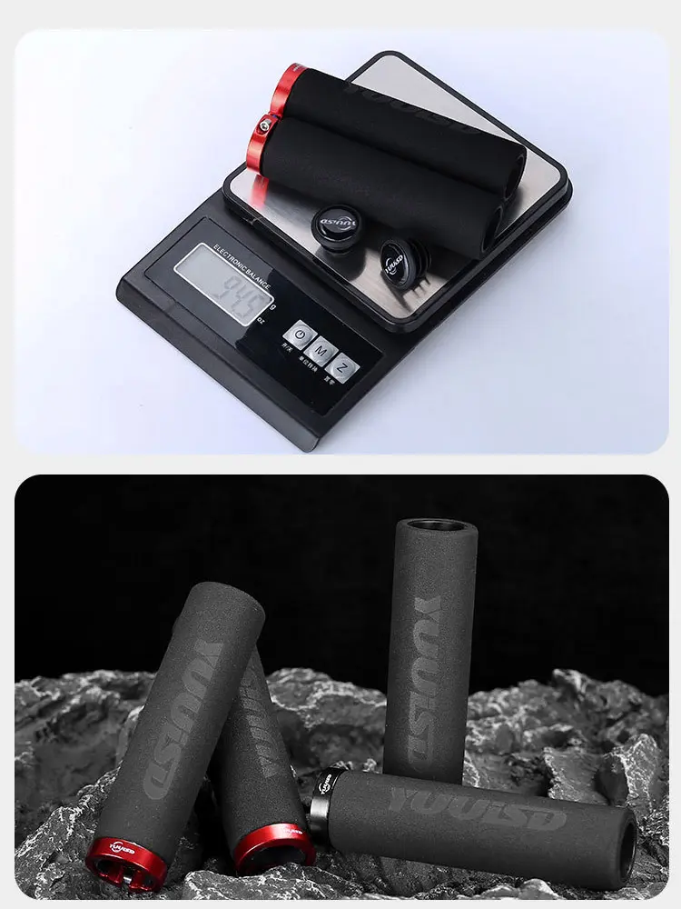 Bicycle Grips MTB Sponge Handlebar Grips Aluminum Locking Ring Shock-Absorbing Soft Bike Grips Ultraight Cycling Handlebar Parts