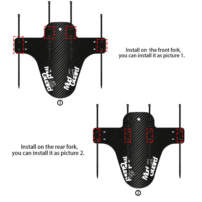 2 Piece Set Bicycle Fender Mountain Carbon Pattern Bike Mud Guard For Front Rear Wheel Mudguard Ultralight Cycling MTB Fender