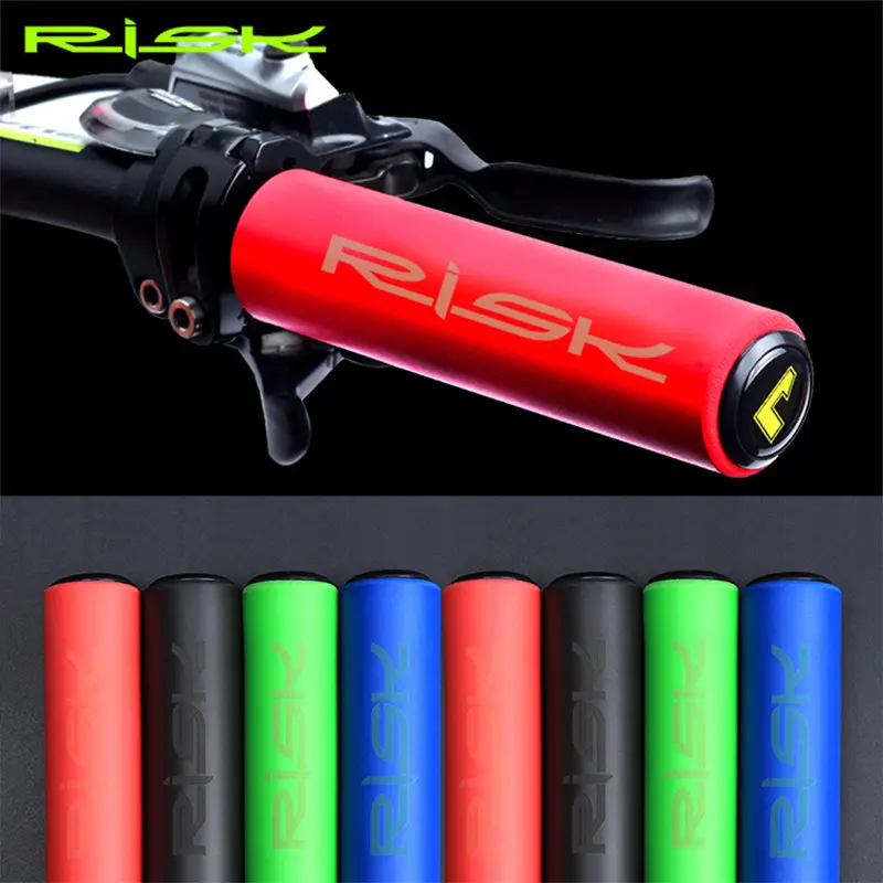 RISK Mountain Bike Grips Handles MTB Folding Bicycle Grip Cuffs Silicone Foaming Including Plug Bicycle Parts