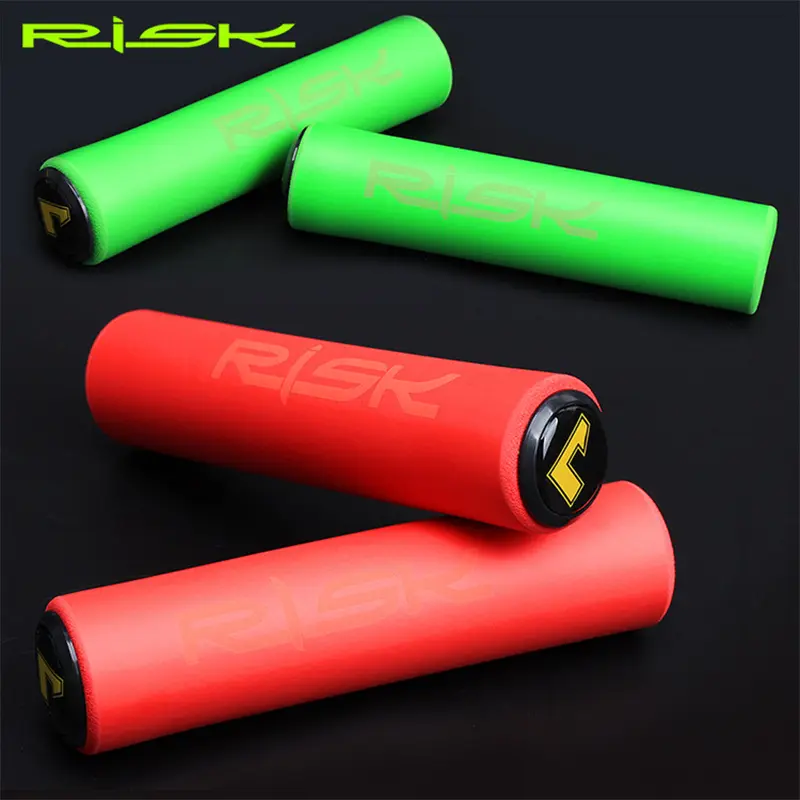 RISK Mountain Bike Grips Handles MTB Folding Bicycle Grip Cuffs Silicone Foaming Including Plug Bicycle Parts