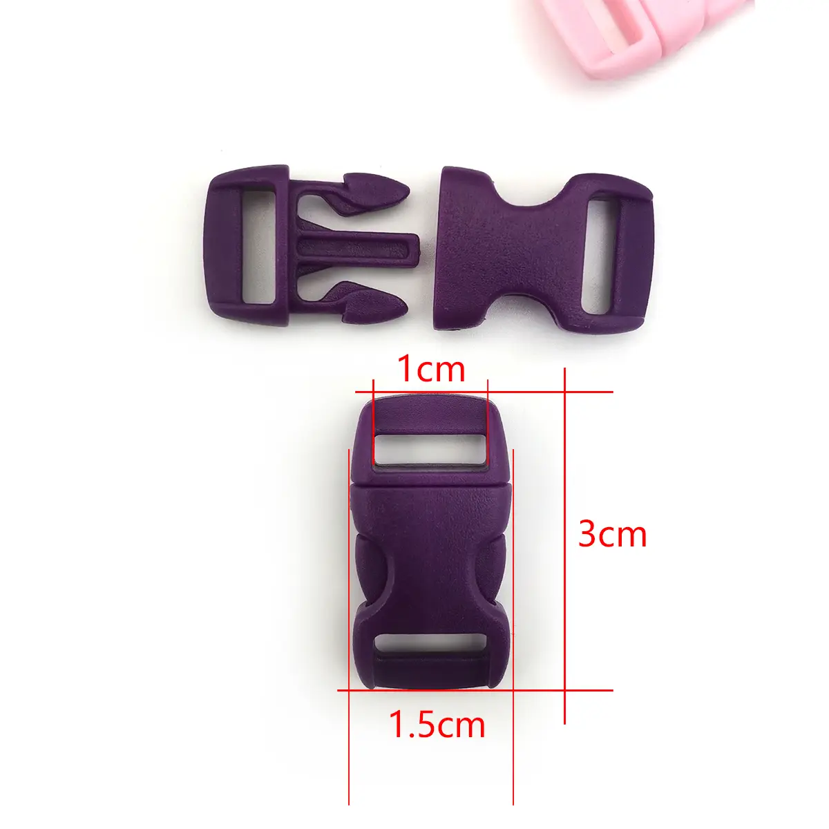 10Pcs 3/8" 10mm Side Release Buckle Curved Parachute 550 Paracord Bracelet DIY Dog Collar Strap Webbing Outdoor Camp