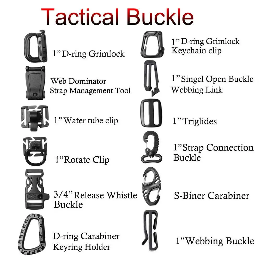 Molle Backpack Buckle Carabiner Clips Outdoor Camping Bag Hanger Hook Clamp Snap Lock Grimlock Hiking EDC Survival Gear Tools