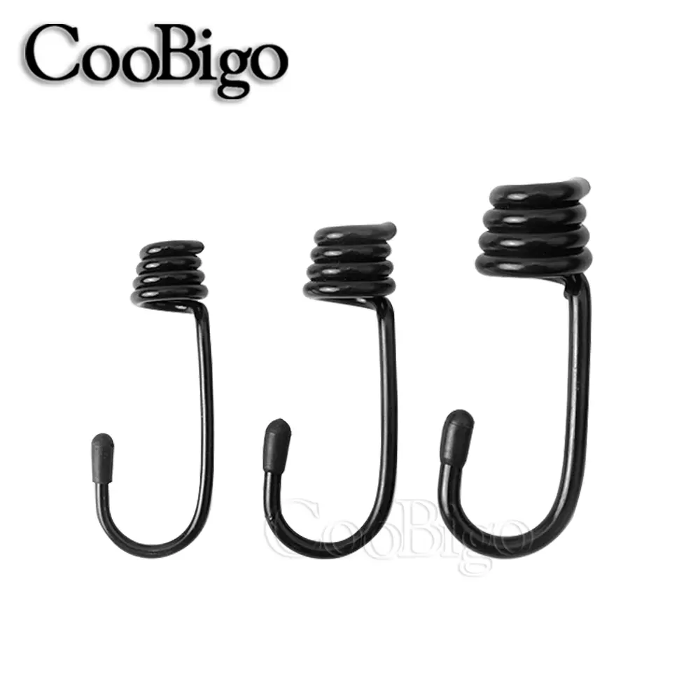 10pcs Snap Hook Spiral Wire Hooks Luggage Kayak Covers Tent Outdoor Camping Hiking Bungee Shock Cord Hook Metal 7mm 9mm 11mm
