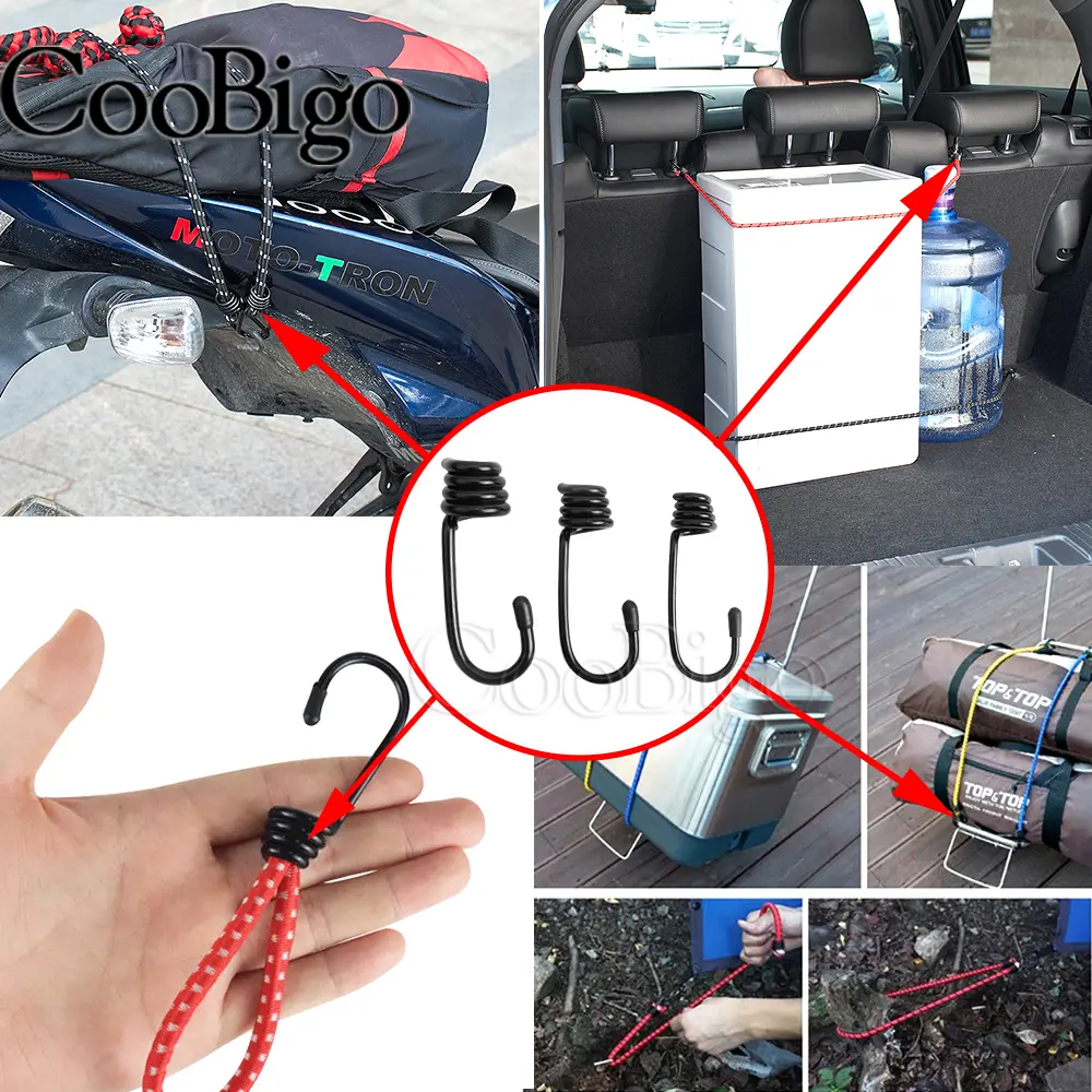 10pcs Snap Hook Spiral Wire Hooks Luggage Kayak Covers Tent Outdoor Camping Hiking Bungee Shock Cord Hook Metal 7mm 9mm 11mm